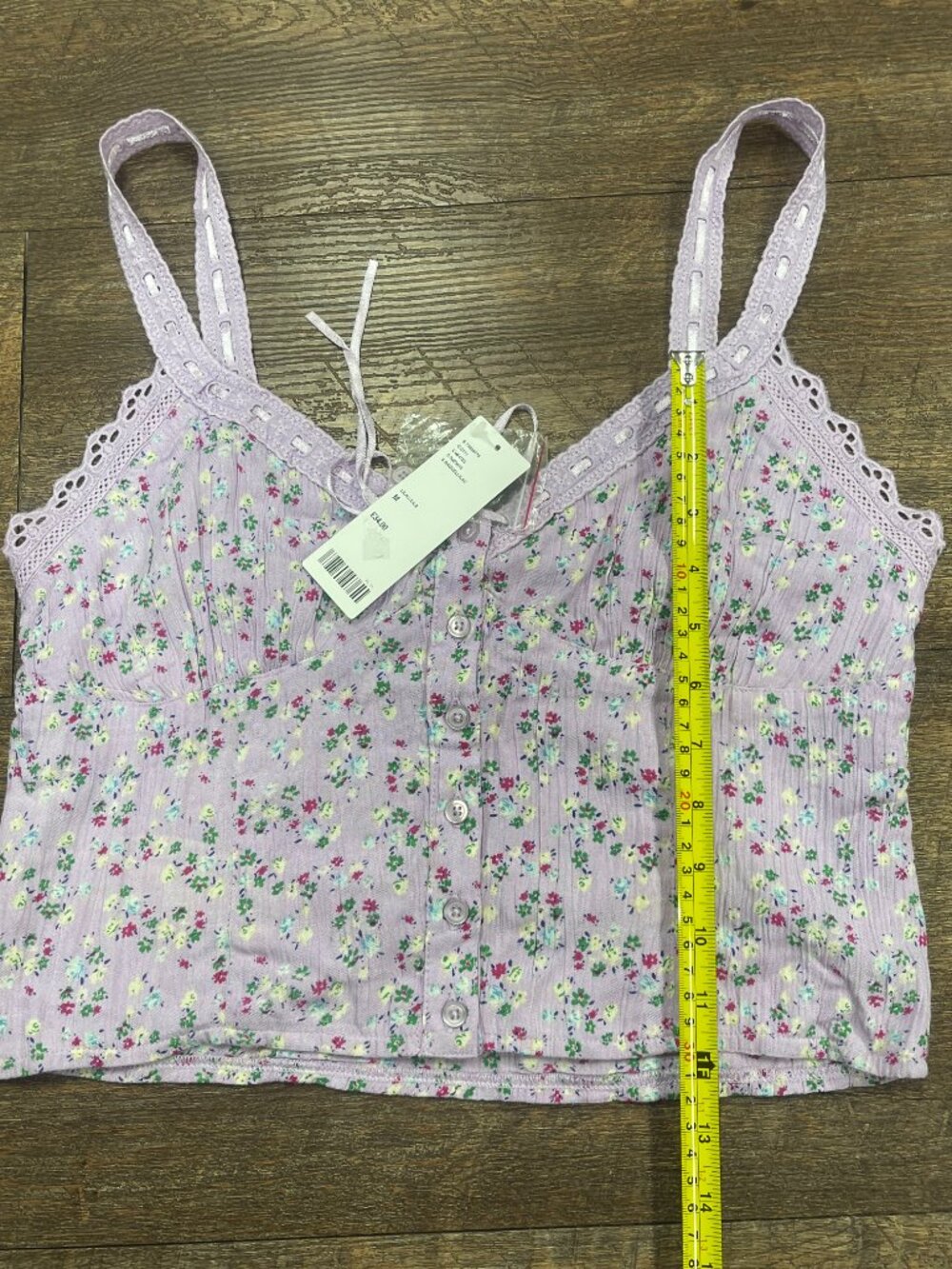 Urban Outfitters NWT Floral Lace Trim Cropped Cami Tank M - Picture 5 of 8
